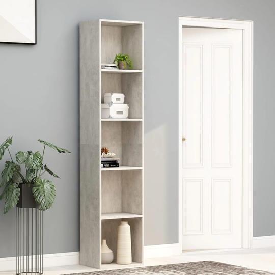 vidaXL Kirjahylly betoninharmaa 40x30x189 cm lastulevy