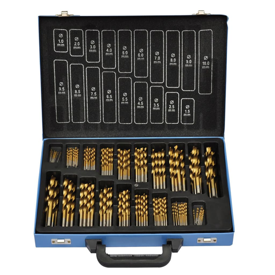 140170 vidaXL 170 Piece Titanium Drill Bit Set in Metal Box HSS TI