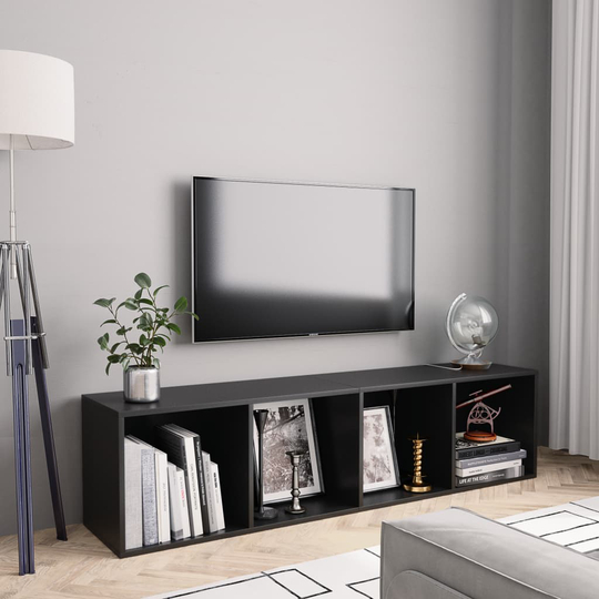 vidaXL Kirjahylly/TV-taso musta 143x30x36 cm