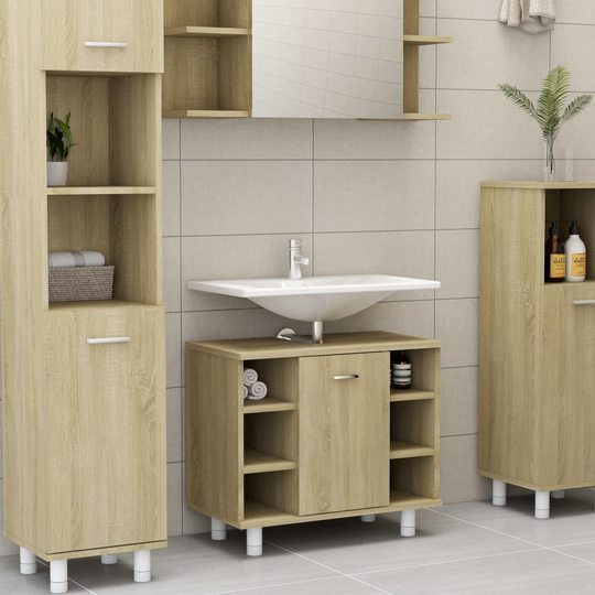 vidaXL Kylpyhuonekaappi Sonoma-tammi 60x32x53,5 cm lastulevy