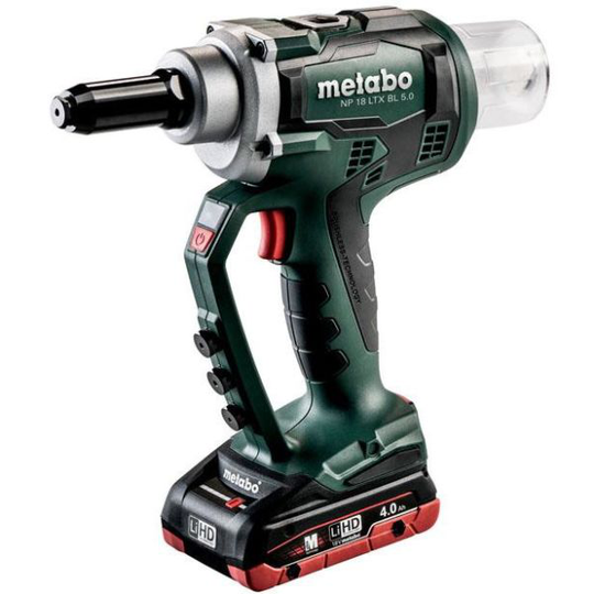Metabo NP 18 LTX BL 5.0 Vetoniittipistooli 2 x 4,0 Ah:n akku ja laturi