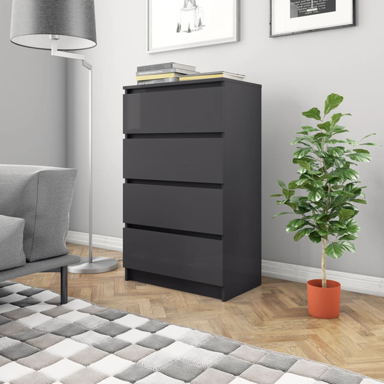vidaXL Senkki korkeakiilto harmaa 60x35x98,5 cm tekninen puu