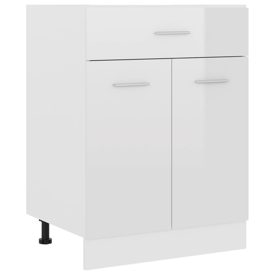 vidaXL Alalipastokaappi korkeakiilto valkoinen 60x46x81,5 cm lastulevy