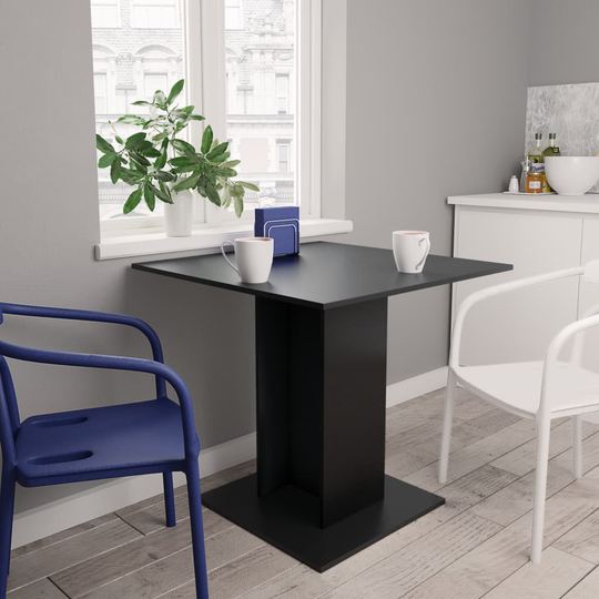 vidaXL Ruokapöytä musta 80x80x75 cm lastulevy