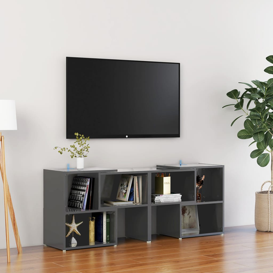 vidaXL TV-taso korkeakiilto korkeakiilto harmaa 104x30x52 cm lastulevy