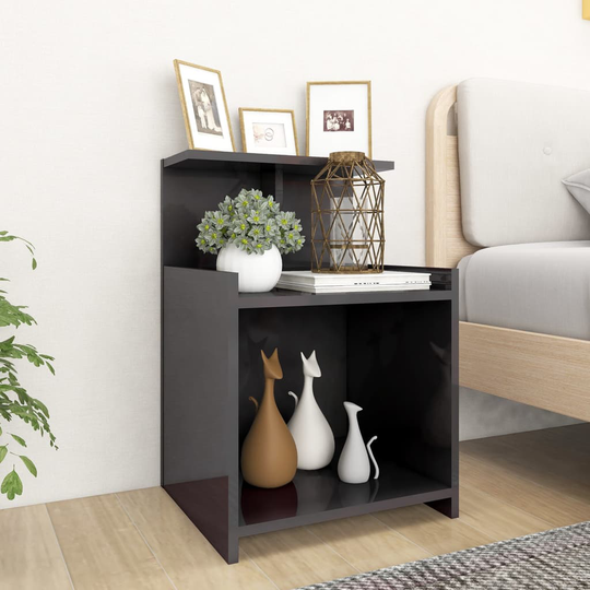 vidaXL Yöpöydät 2 kpl korkeakiilto harmaa 40x35x60 cm lastulevy