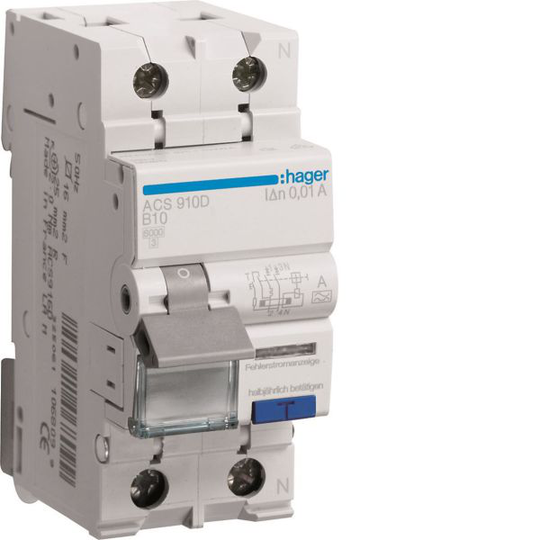 Hager ACS910D Henkilönsuoja 2-napainen, 230 V B-ominaisuus