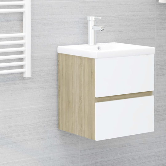 vidaXL Allaskaappi valkoinen ja Sonoma-tammi 41x38,5x45 cm lastulevy