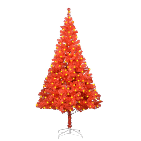 vidaXL Tekojoulukuusi LED-valoilla ja jalustalla punainen 180 cm PVC