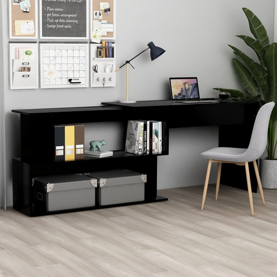 vidaXL Kulmapöytä musta 200x50x76 cm lastulevy