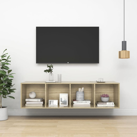vidaXL Seinäkiinnitettävä TV-taso Sonoma-tammi 37x37x142,5 cm levy
