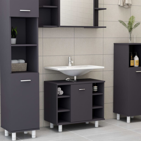 vidaXL Kylpyhuonekaappi harmaa 60x32x53,5 cm lastulevy