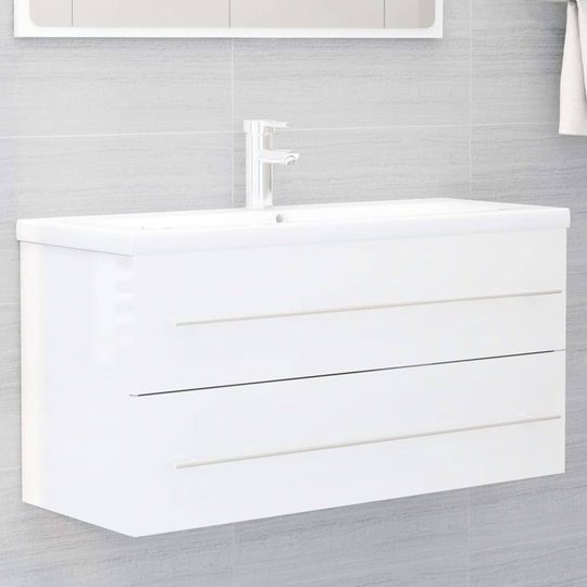 vidaXL Allaskaappi korkeakiilto valkoinen 100x38,5x48 cm lastulevy