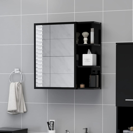 vidaXL Kylpyhuoneen peilikaappi musta 62,5x20,5x64 cm lastulevy