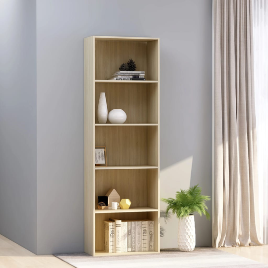vidaXL 5-tasoinen kirjahylly Sonoma-tammi 60x30x189 cm lastulevy