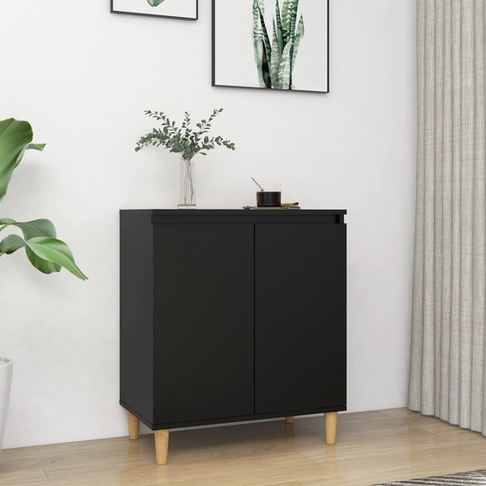 vidaXL Senkki täyspuujalat musta 60x35x70cm lastulevy