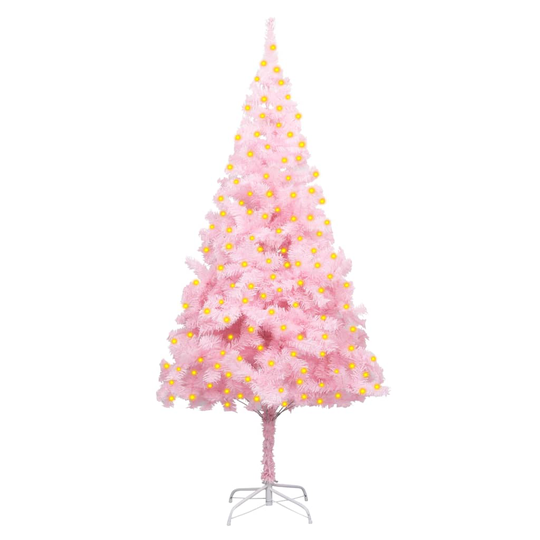 vidaXL Tekojoulukuusi LED-valoilla ja jalustalla pinkki 210 cm PVC
