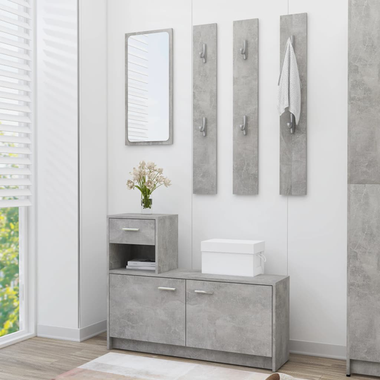 vidaXL Eteisen säilytysyksikkö betoninharmaa 100x25x76,5 cm lastulevy