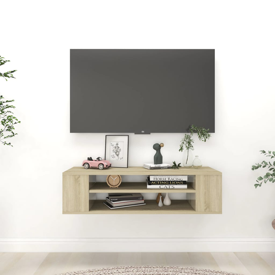 vidaXL Seinäkiinnitettävä TV-taso Sonoma-tammi 100x30x26,5 cm levy