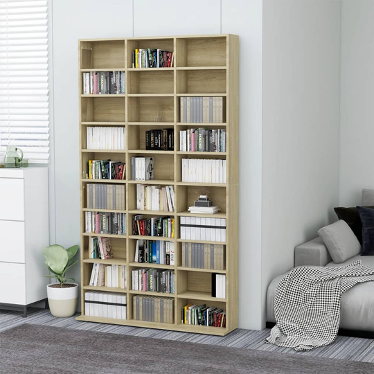 vidaXL CD-hylly Sonoma-tammi 102x16x177,5 cm lastulevy