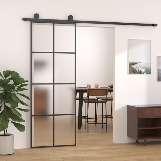 vidaXL Liukuovi alumiini ja ESG-lasi 76x205 cm musta