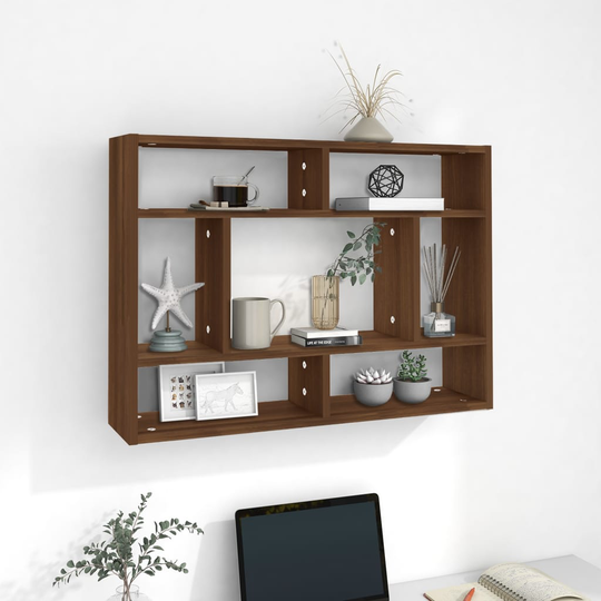 vidaXL Seinähylly ruskea tammi 75x16x55 cm tekninen puu