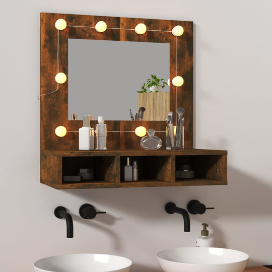 vidaXL Peilikaappi LED-valoilla savutammi 60x31,5x62 cm