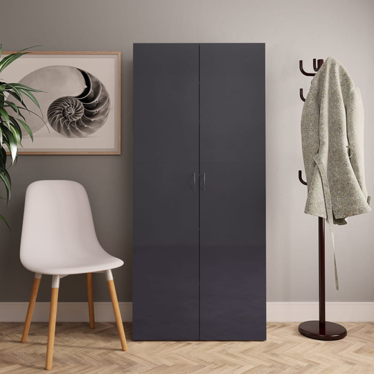 vidaXL Kenkäkaappi korkeakiilto harmaa 80x35,5x180 cm lastulevy