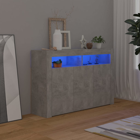 vidaXL Senkki LED-valoilla betoninharmaa 115,5x30x75 cm