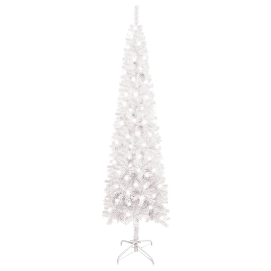 vidaXL Kapea joulukuusi LED-valoilla valkoinen 180 cm