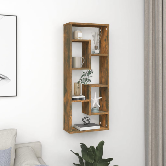 vidaXL Seinähylly savutammi 36x16x90 cm tekninen puu