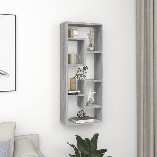 vidaXL Seinähylly harmaa Sonoma 36x16x90 cm tekninen puu
