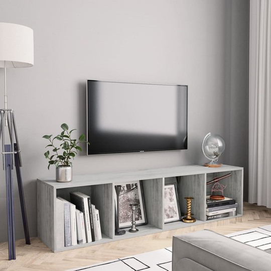vidaXL Kirjahylly/TV-taso betoninharmaa 143x30x36 cm