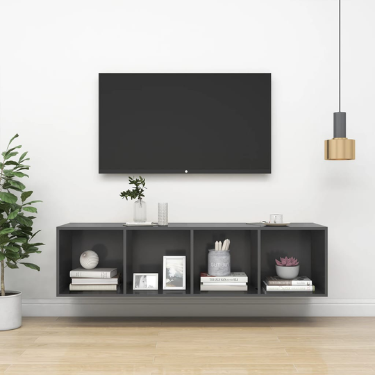 vidaXL Seinäkiinnitettävä TV-taso harmaa 37x37x142,5 cm lastulevy