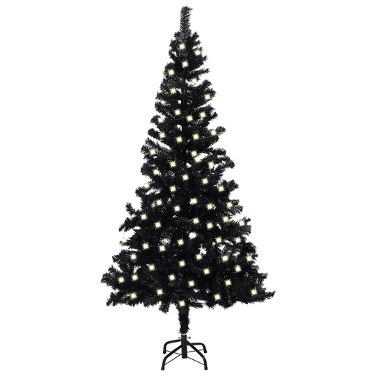 vidaXL Tekojoulukuusi LED-valoilla ja jalustalla musta 120 cm PVC
