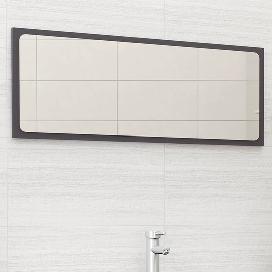vidaXL Kylpyhuonepeili korkeakiilto harmaa 100x1,5x37 cm lastulevy