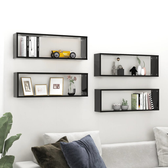 vidaXL Kuutioseinähyllyt 4 kpl musta 80x15x26,5 cm lastulevy