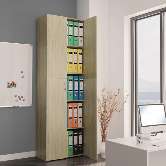 vidaXL Toimistokaappi Sonoma-tammi 60x32x190 cm lastulevy