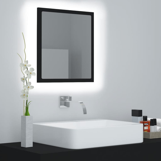 vidaXL LED-kylpyhuonepeili musta 40x8,5x37 cm lastulevy