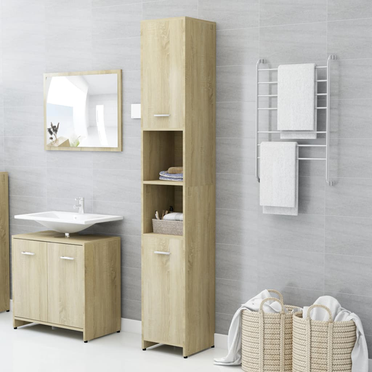 vidaXL Kylpyhuonekaappi Sonoma-tammi 30x30x183,5 cm lastulevy