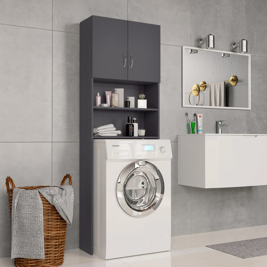 vidaXL Pesukonekaappi harmaa 64x25,5x190 cm lastulevy