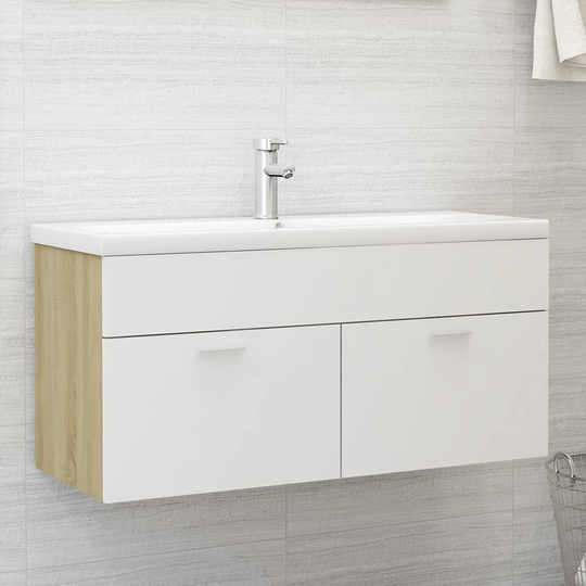 vidaXL Allaskaappi valkoinen ja Sonoma-tammi 100x38,5x46 cm lastulevy