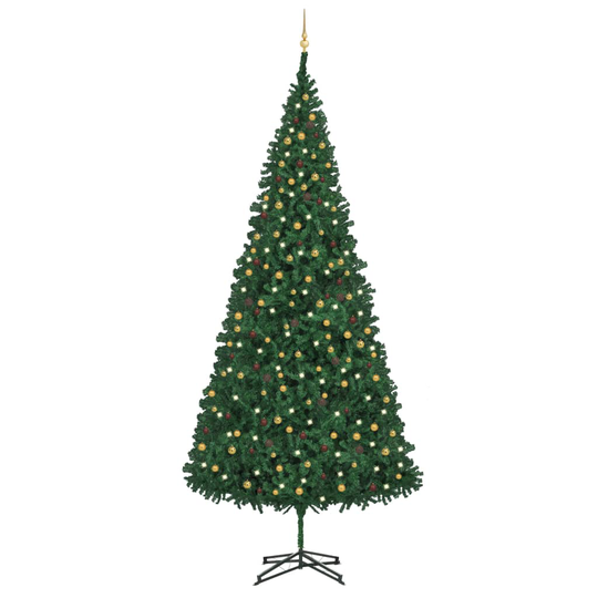 vidaXL Tekojoulukuusi LED-valoilla ja palloilla 500 cm vihreä