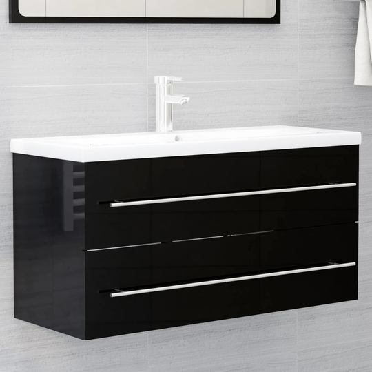 vidaXL Allaskaappi korkeakiilto musta 100x38,5x48 cm lastulevy