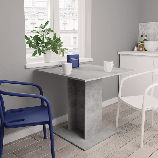 vidaXL Ruokapöytä betoninharmaa 80x80x75 cm lastulevy