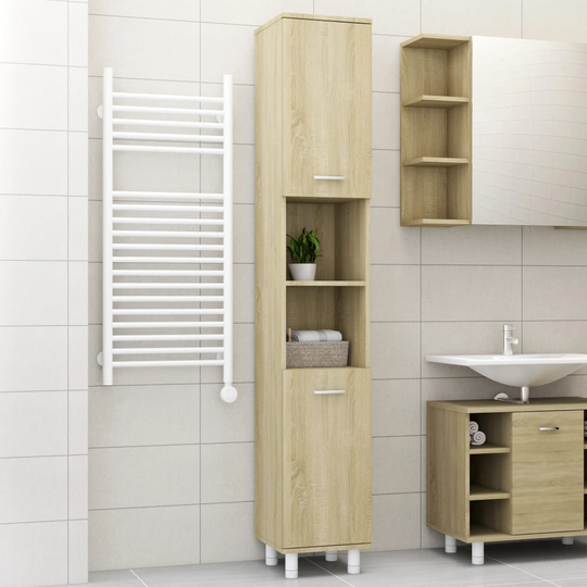 vidaXL Kylpyhuonekaappi Sonoma-tammi 30x30x179 cm lastulevy