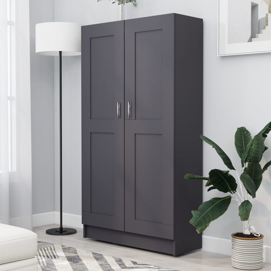 vidaXL Kirjahylly harmaa 82,5x30,5x150 cm lastulevy
