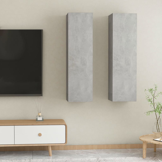 vidaXL TV-tasot 2 kpl betoninharmaa 30,5x30x110 cm lastulevy