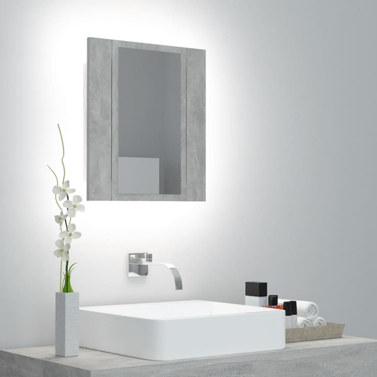 vidaXL Kylpyhuoneen LED peilikaappi betoninharmaa 40x12x45 cm