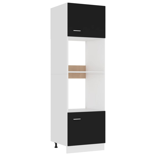 vidaXL Mikroaaltouunin kaappi musta 60x57x207 cm lastulevy